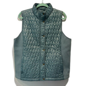 Talbots Quilted Vest Blue Snap Front Layering Travel Heritage Sporty Women XL